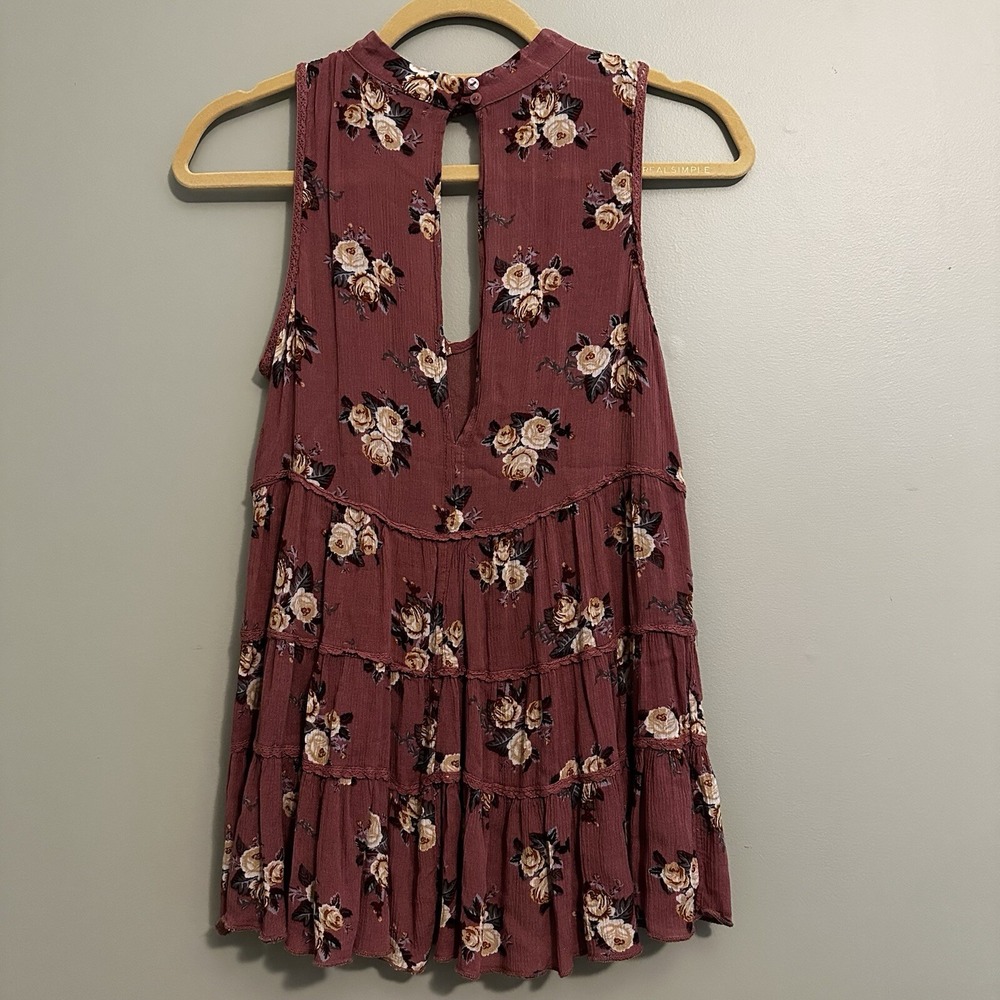 American Eagle Outfitters XS Pink Floral Baby Doll Choker Top Vintage Y2K - Picture 3 of 5